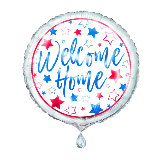 Red, White, Blue Welcome Home Round Foil Balloon 18