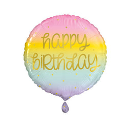 Gold Pastel Rainbow Birthday Round Foil Balloon 18