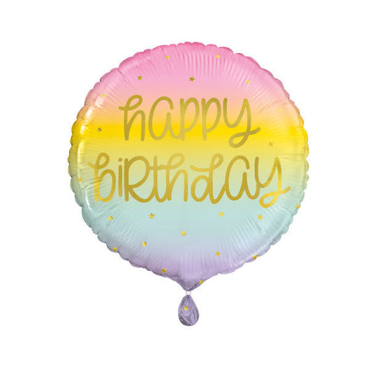 Gold Pastel Rainbow Birthday Foil Balloon 18
