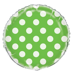 Lime Green Dots Round Foil Balloon 18