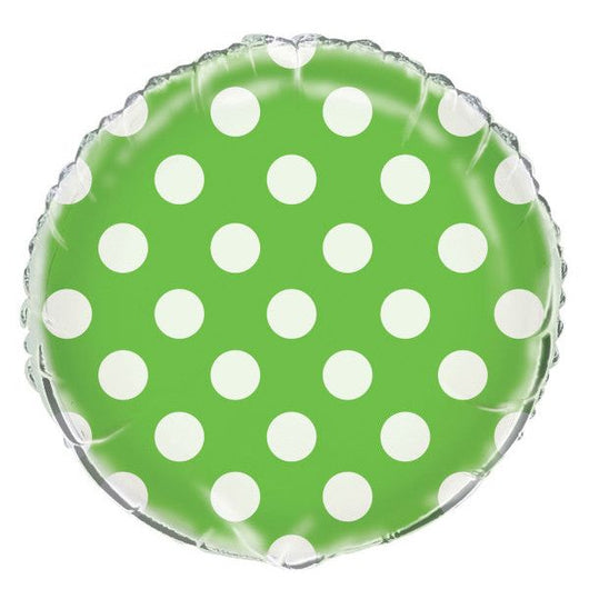 Lime Green Dots Round Foil Balloon 18