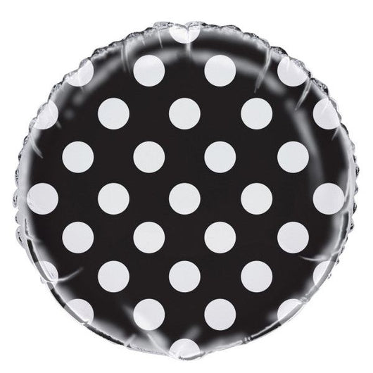 Black Dots Round Foil Balloon 18