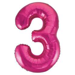 Hot Pink Number 3 Shaped Foil Balloon 34