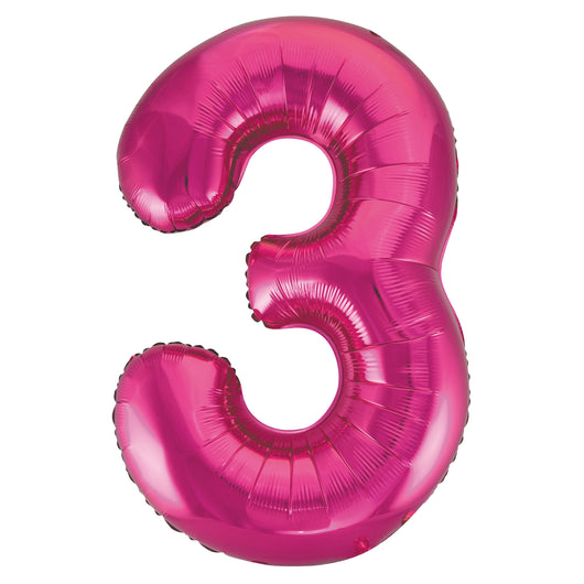 Hot Pink Number 3 Shaped Foil Balloon 34