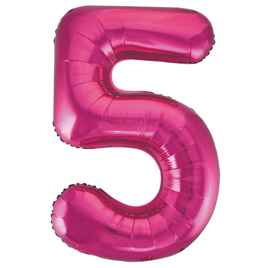 Hot Pink Number 5 Shaped Foil Balloon 34