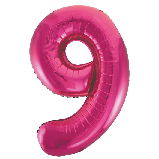 Hot Pink Number 9 Shaped Foil Balloon 34
