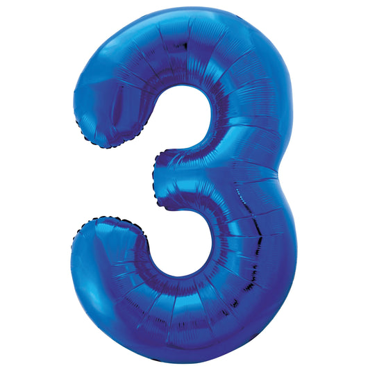 Royal Blue Number 3 Shaped Foil Balloon 34