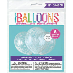 Clear Latex Balloons with White Confetti 12