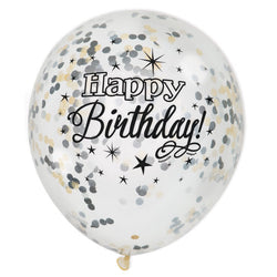 Glittering Birthday Clear Latex Balloons with Confetti 12
