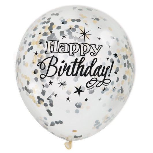 Glittering Birthday Clear Latex Balloons with Confetti 12