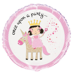 Pink Princess Unicorn Round Foil Balloon 18