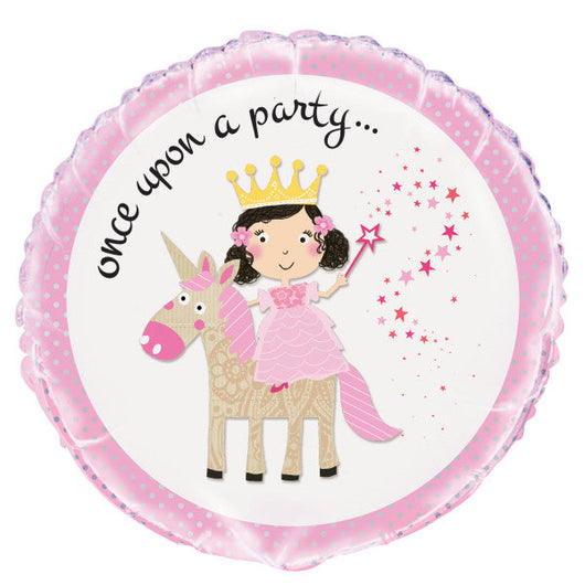 Pink Princess Unicorn Round Foil Balloon 18