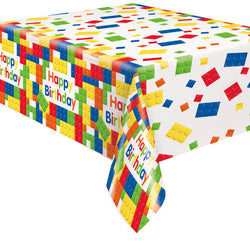 Building Blocks Birthday Rectangular Plastic Table Cover, 54