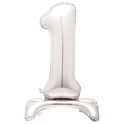 Silver Number 1 Shaped Standing Foil Balloon 30