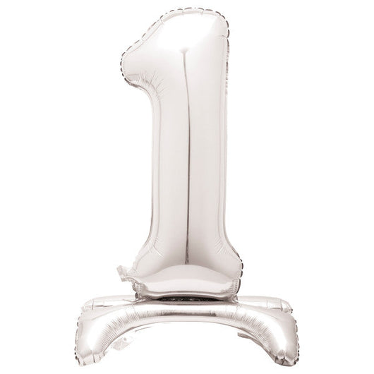 Silver Number 1 Shaped Standing Foil Balloon 30