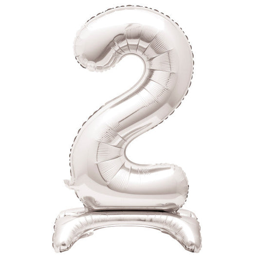 Silver Number 2 Shaped Standing Foil Balloon 30