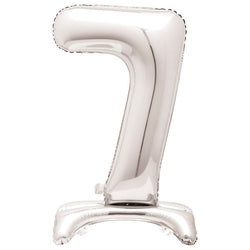Silver Number 7 Shaped Standing Foil Balloon 30