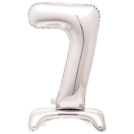 Silver Number 7 Shaped Standing Foil Balloon 30
