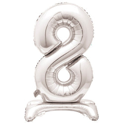 Silver Number 8 Shaped Standing Foil Balloon 30
