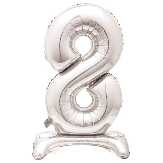 Silver Number 8 Shaped Standing Foil Balloon 30