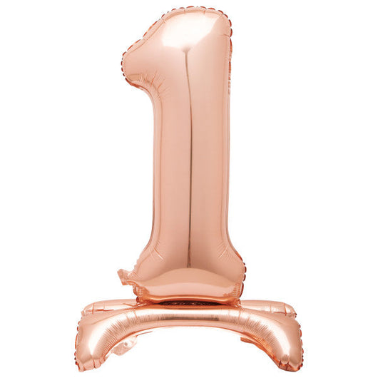 Rose Gold Number 1 Shaped Standing Foil Balloon 30