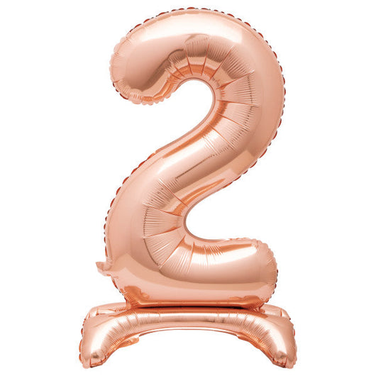 Rose Gold Number 2 Shaped Standing Foil Balloon 30