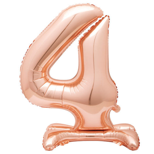 Rose Gold Number 4 Shaped Standing Foil Balloon 30