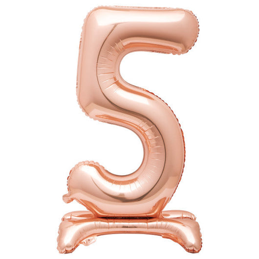 Rose Gold Number 5 Shaped Standing Foil Balloon 30