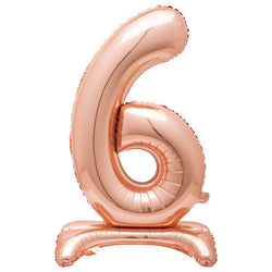 Rose Gold Number 6 Shaped Standing Foil Balloon 30