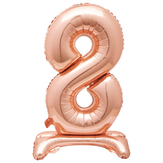Rose Gold Number 8 Shaped Standing Foil Balloon 30