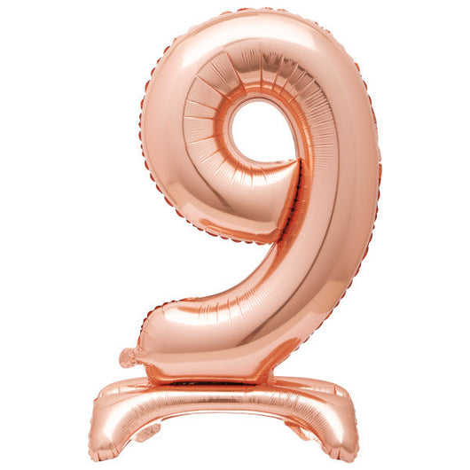 Rose Gold Number 9 Shaped Standing Foil Balloon 30
