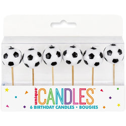 Soccer Party Pick Birthday Candles, 6ct