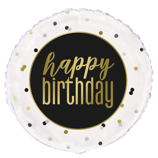 Metallic Happy Birthday Round Foil Balloon 18
