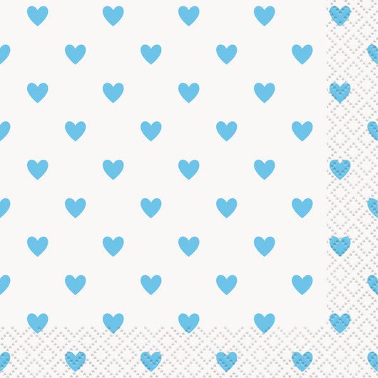 Blue Hearts Baby Shower Beverage Napkins, 16ct