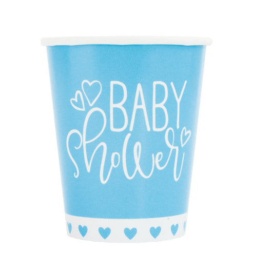 Blue Hearts Baby Shower 9oz Paper Cups, 8ct
