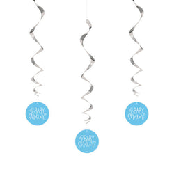 Blue Hearts Baby Shower Hanging Swirl Decorations, 26