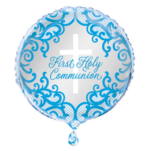 Fancy Blue Cross First Holy Communion Foil Balloon 18