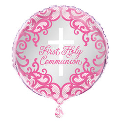 Fancy Pink Cross First Holy Communion Foil Balloon 18
