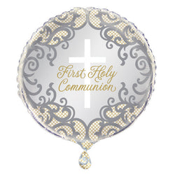 Fancy Gold Cross First Holy Communion Foil Balloon 18