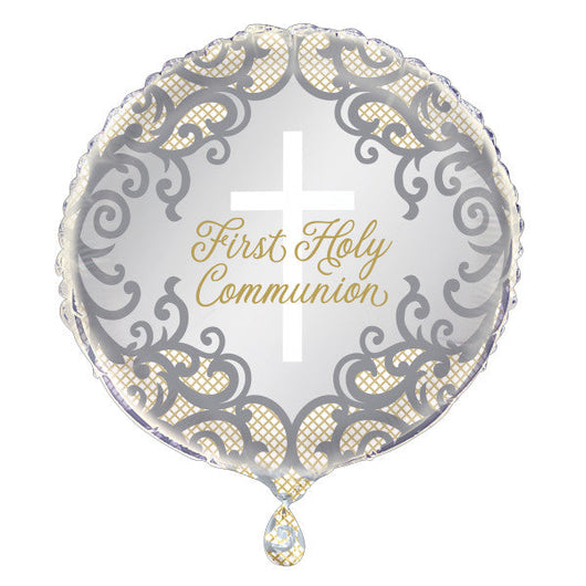 Fancy Gold Cross First Holy Communion Foil Balloon 18