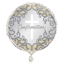 Fancy Gold Cross Confirmation Round Foil Balloon 18