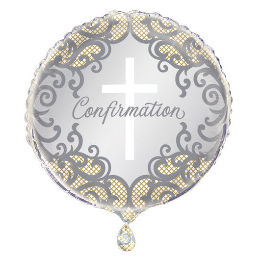 Fancy Gold Cross Confirmation Round Foil Balloon 18