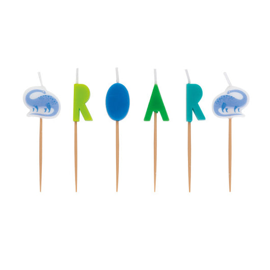 Blue & Green Dinosaur 6 Pick Birthday Candles