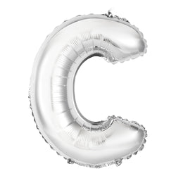 Silver Letter C Shaped Foil Balloon 14