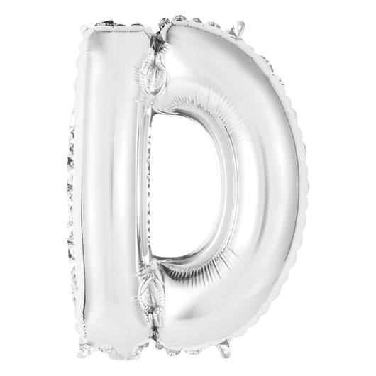 Silver Letter D Shaped Foil Balloon 14