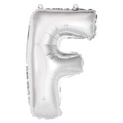 Silver Letter F Shaped Foil Balloon 14