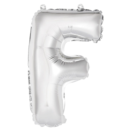 Silver Letter F Shaped Foil Balloon 14
