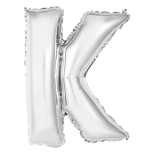 Silver Letter K Shaped Foil Balloon 14