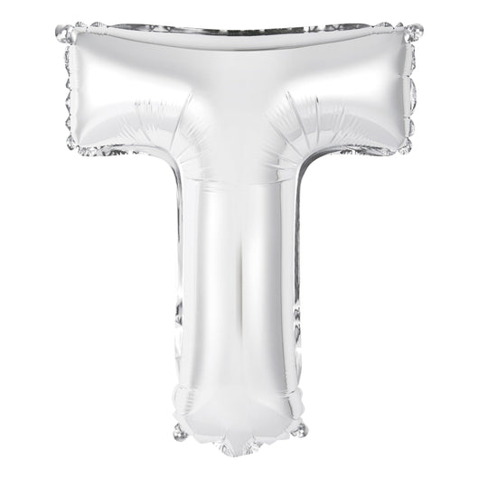 Silver Letter T Shaped Foil Balloon 14