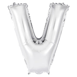 Silver Letter V Shaped Foil Balloon 14